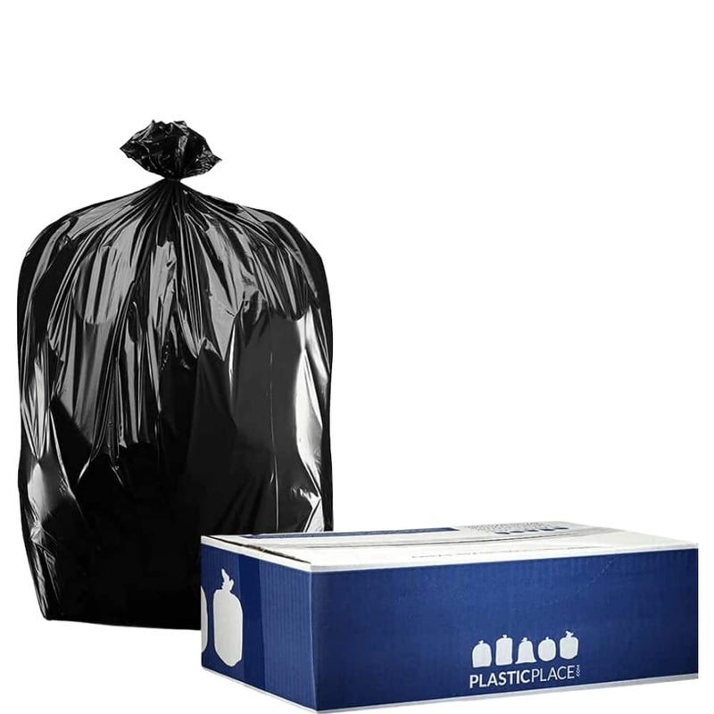 Plasticplace 64-65 Gallon Black Trash Bags, Heavy Duty Toter Can Liners, Tear & Leak-Proof, Industrial Strength, 25 Count, Large Garbage Bags for Kitchen & Commercial Use 1.2 Mil, 50" x 60" - Image 2